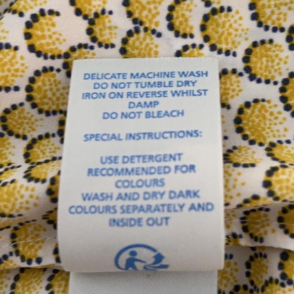 Boden Yellow Print Tie Neck Peasant Top 2P - Picture 9 of 10